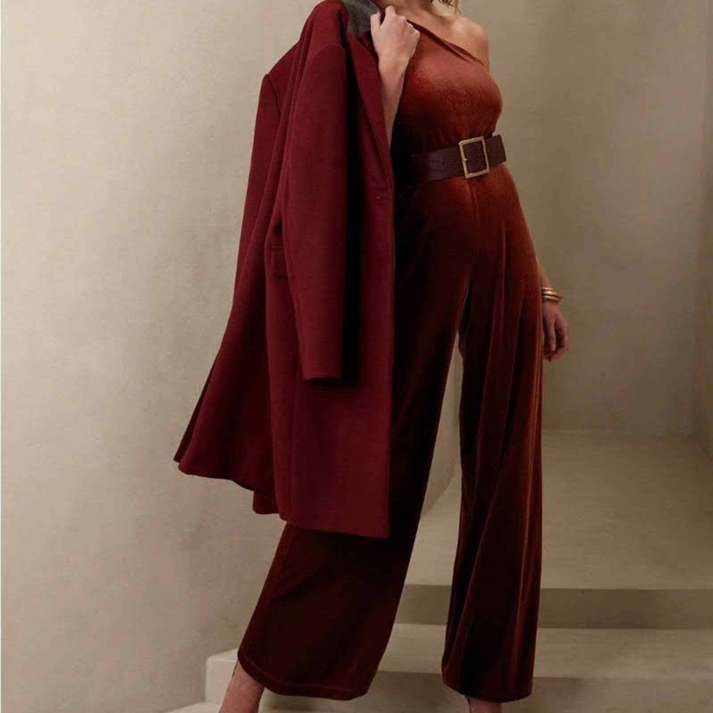 Banana Republic One Shoulder Velvet Jumpsuit